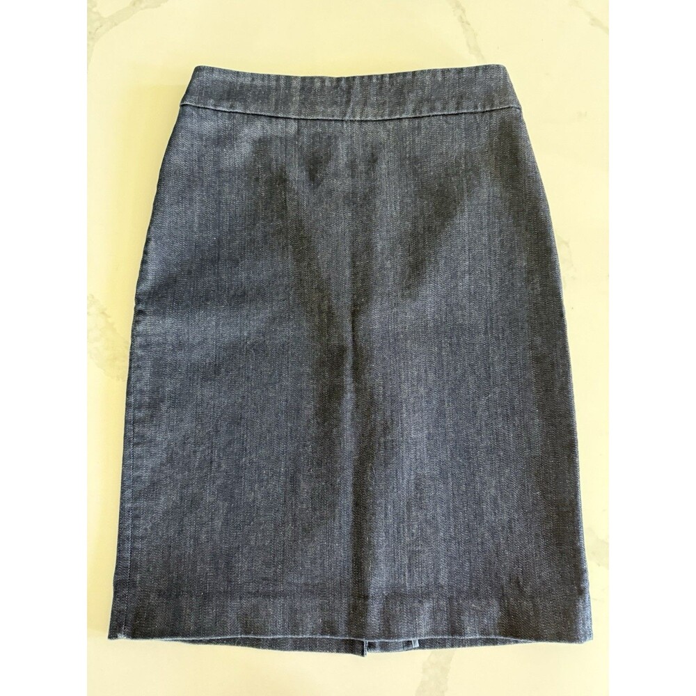 J.CREW Stretch  Blue Denim Pencil Skirt Size 2  Cotton & Spandex